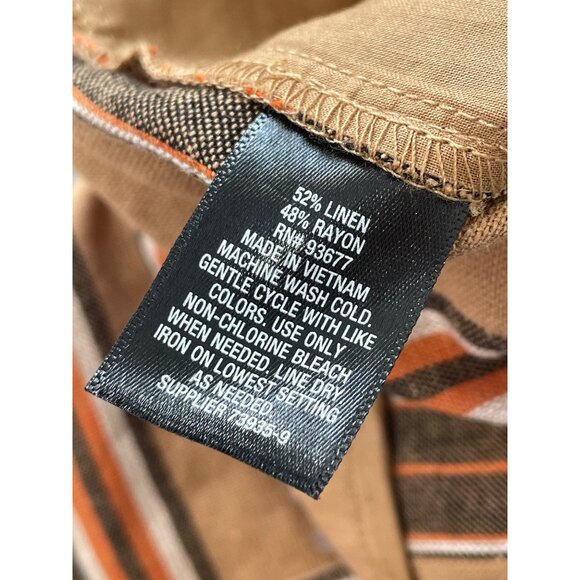 Worthington Wide Leg Pants Size 8 Brown Stripe Linen Blend Lightweight Neutral - Picture 7 of 8